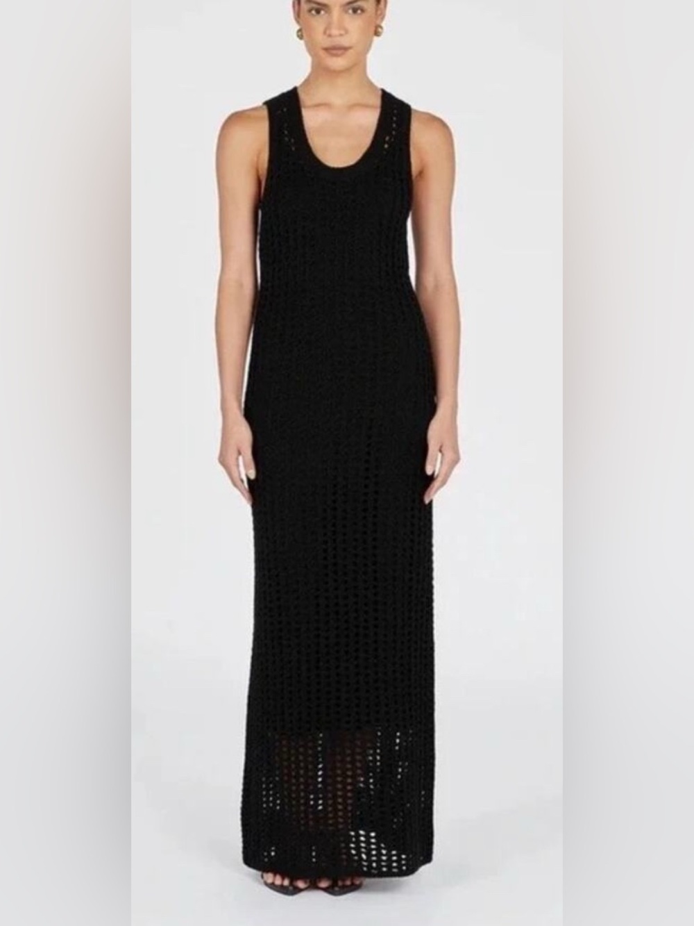 Dissh Hunter Black Crochet Maxi Dress Size L NWT